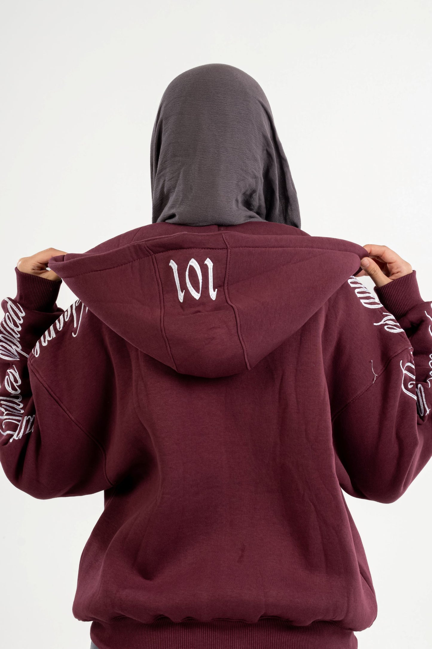 Plum Embroidered Zip-UP