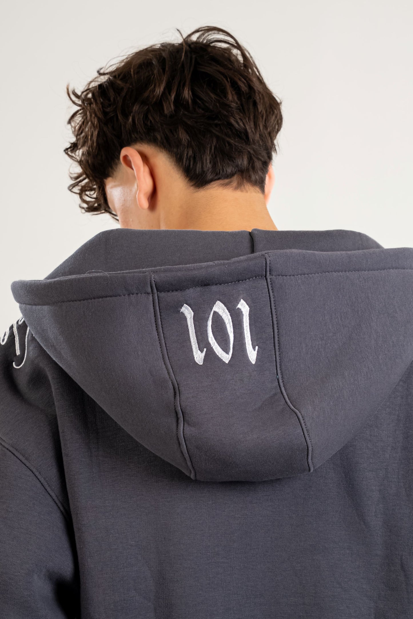 Charcoal Embroidered Zip-UP