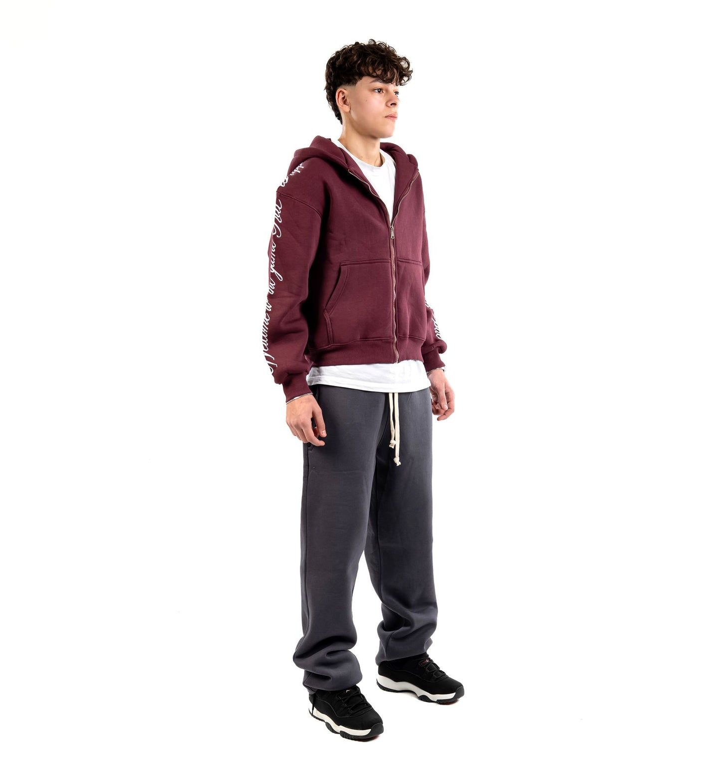 Plum Embroidered Zip-UP