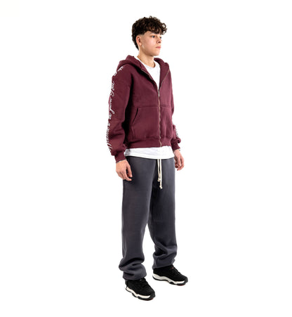 Plum Embroidered Zip-UP