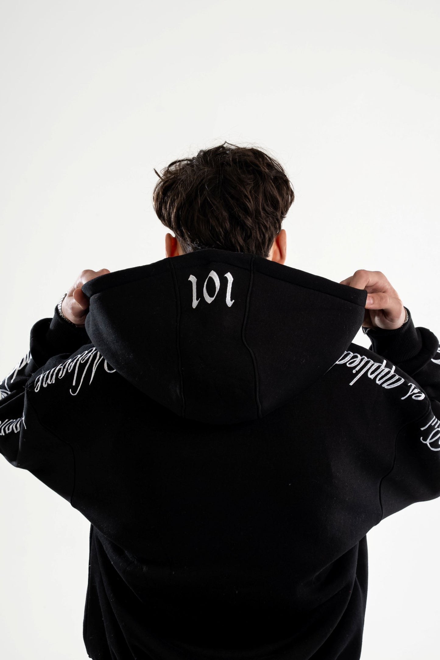 Black Embroidered Zip-UP